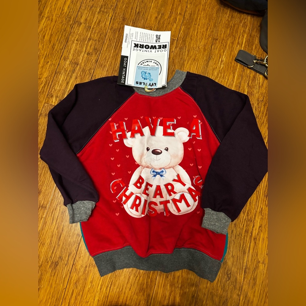 BNWT Reworked Vintage style kids Christmas  sweater